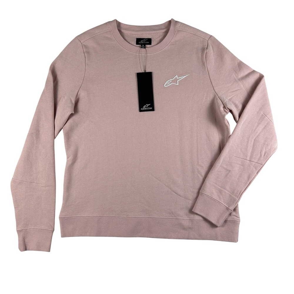Alpinestars Sweatshirt Womens Medium Pink Ageless Chest‎ Logo Fleece Crewneck